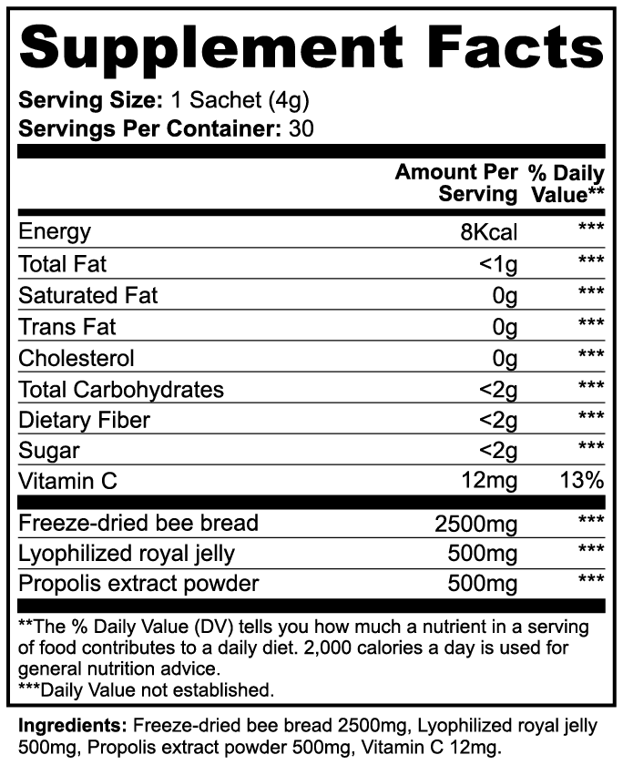 Bee Bread Powder nutritional facts