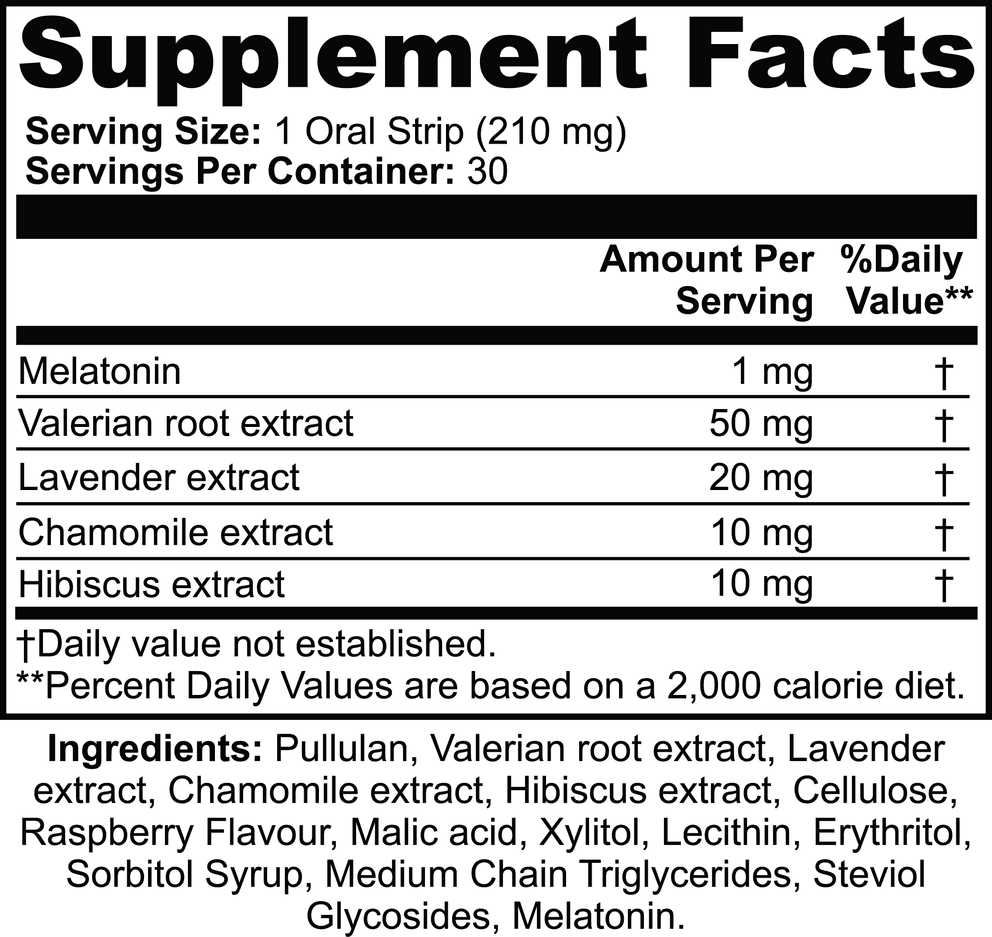 Sleep Strips nutritional facts