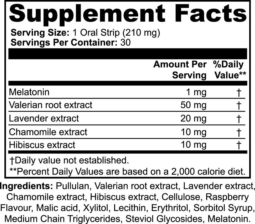 Sleep Strips  nutritional facts