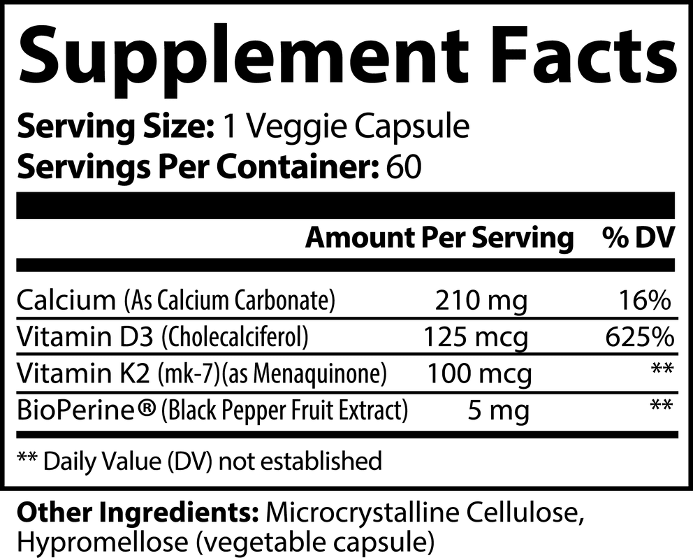 Bone & Heart Support nutritional facts