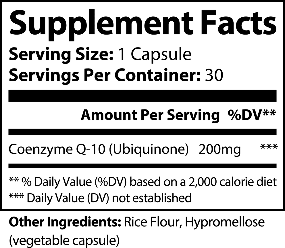 CoQ10 Ubiquinone nutritional facts