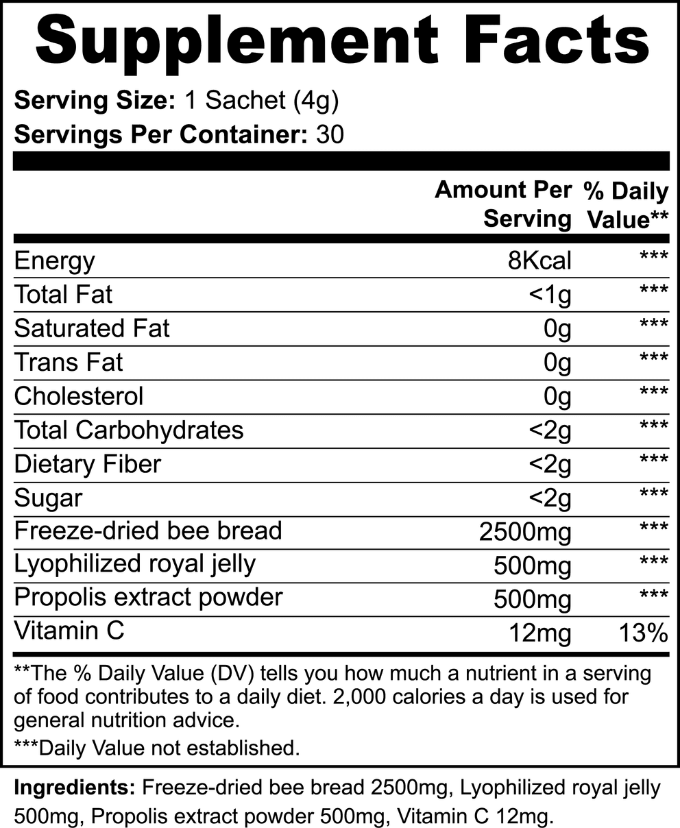 Bee Bread Powder nutritional facts