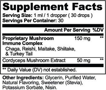 Adaptogen Immunity Drops nutritional facts