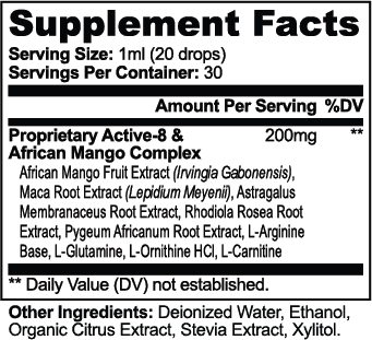 Diet Drops Ultra 1 oz nutritional facts