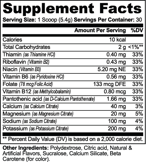 Hydration Powder (Peach Mango) nutritional facts