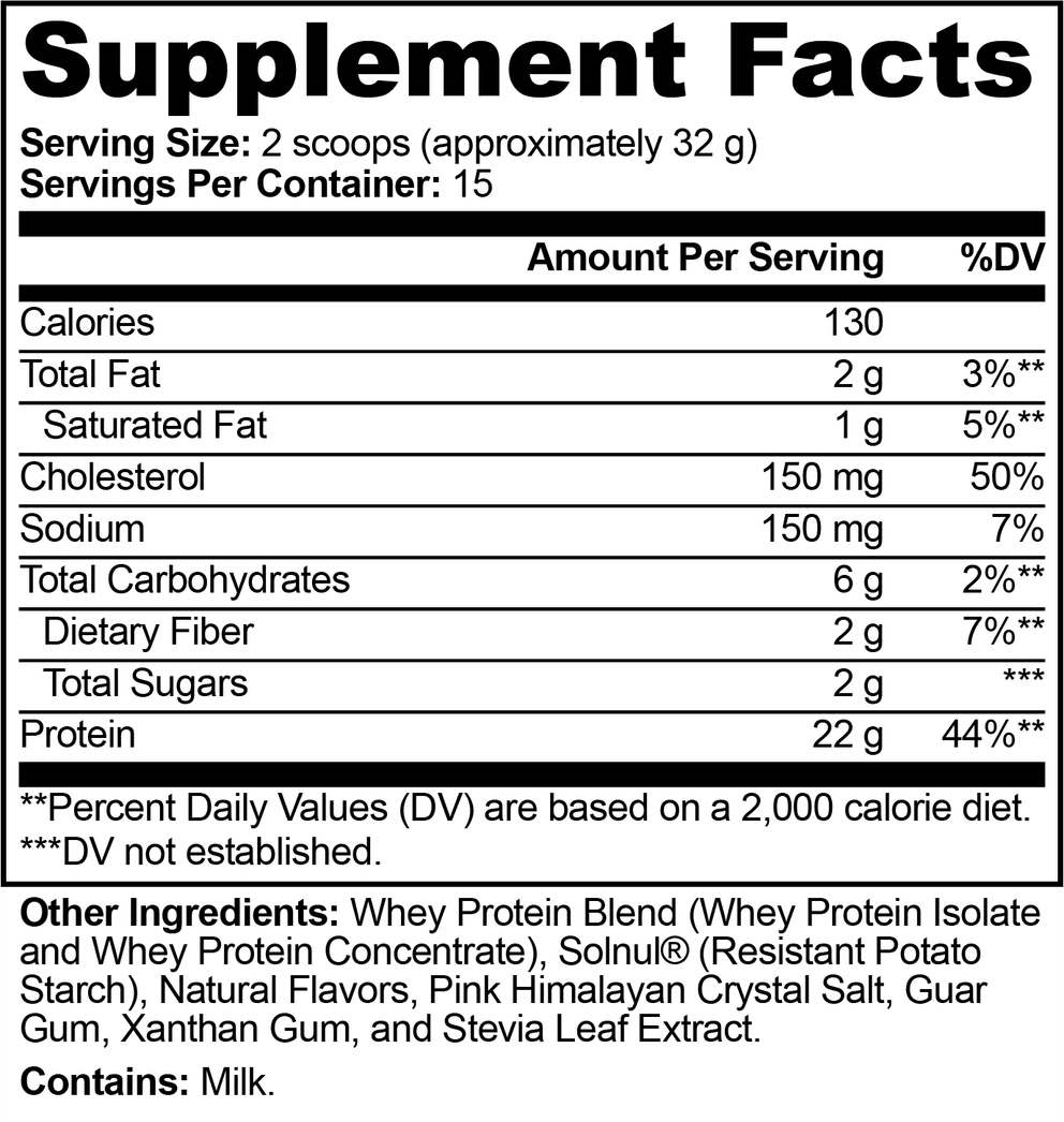 Performance Whey Protein Blend (Vanilla) nutritional facts