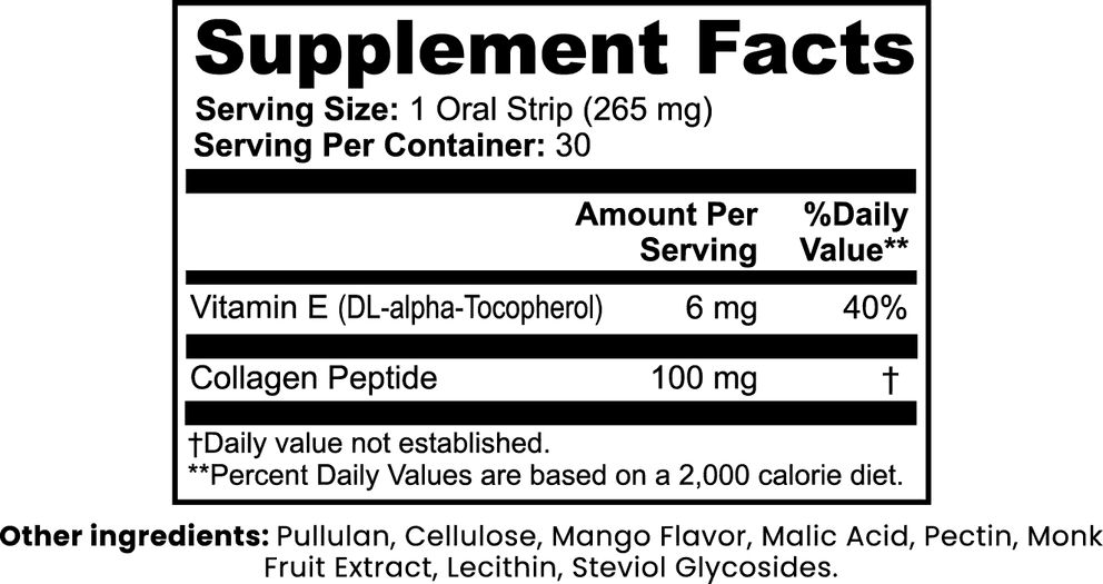 Beauty + Collagen Strips nutritional facts