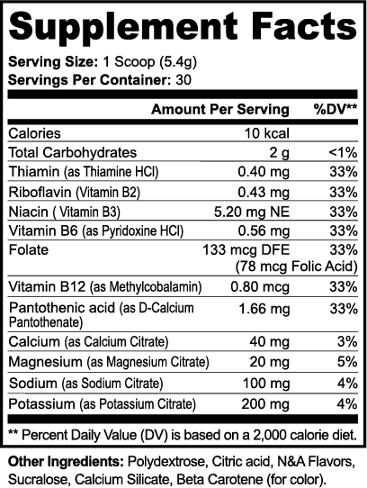 Hydration Powder (Peach Mango) nutritional facts