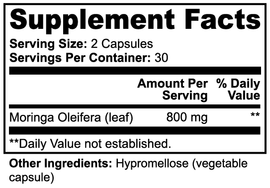 Moringa Pure nutritional facts