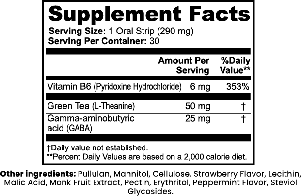 Cognitive Relax Strips nutritional facts