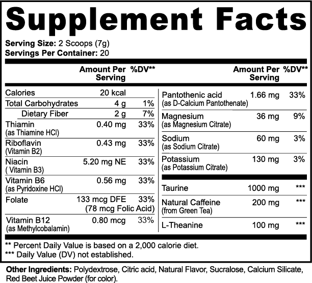 Energy Powder (Strawberry Shortcake) nutritional facts