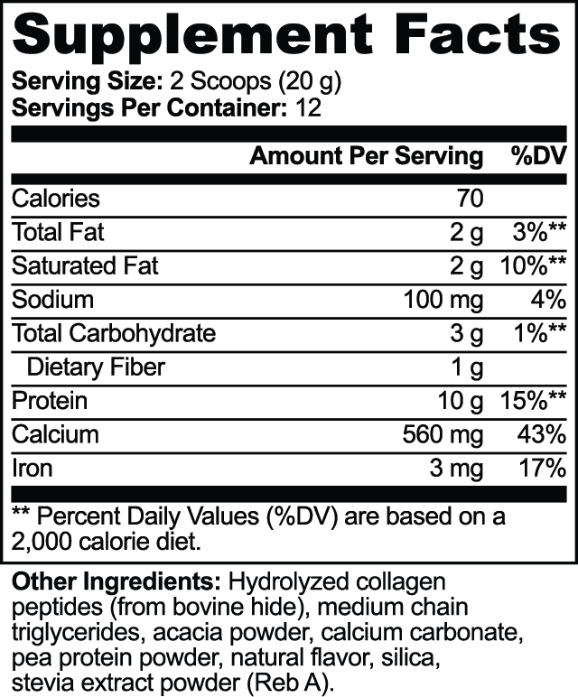 Grass-Fed Collagen Creamer (Vanilla) nutritional facts