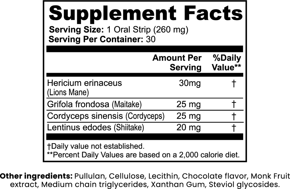 Mushroom Focus Strips nutritional facts