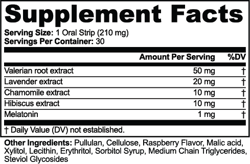 Sleep Strips nutritional facts