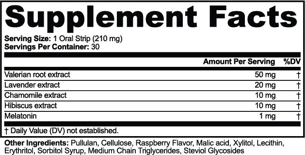 Sleep Strips nutritional facts