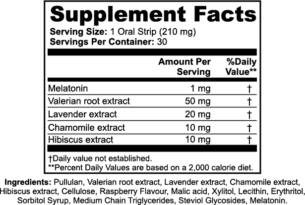 Sleep Strips nutritional facts