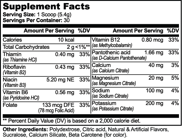 Hydration Powder (Passion Fruit) nutritional facts