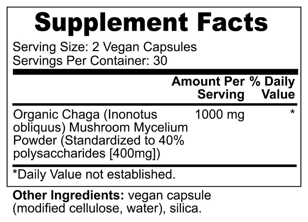 Chaga Mushroom nutritional facts