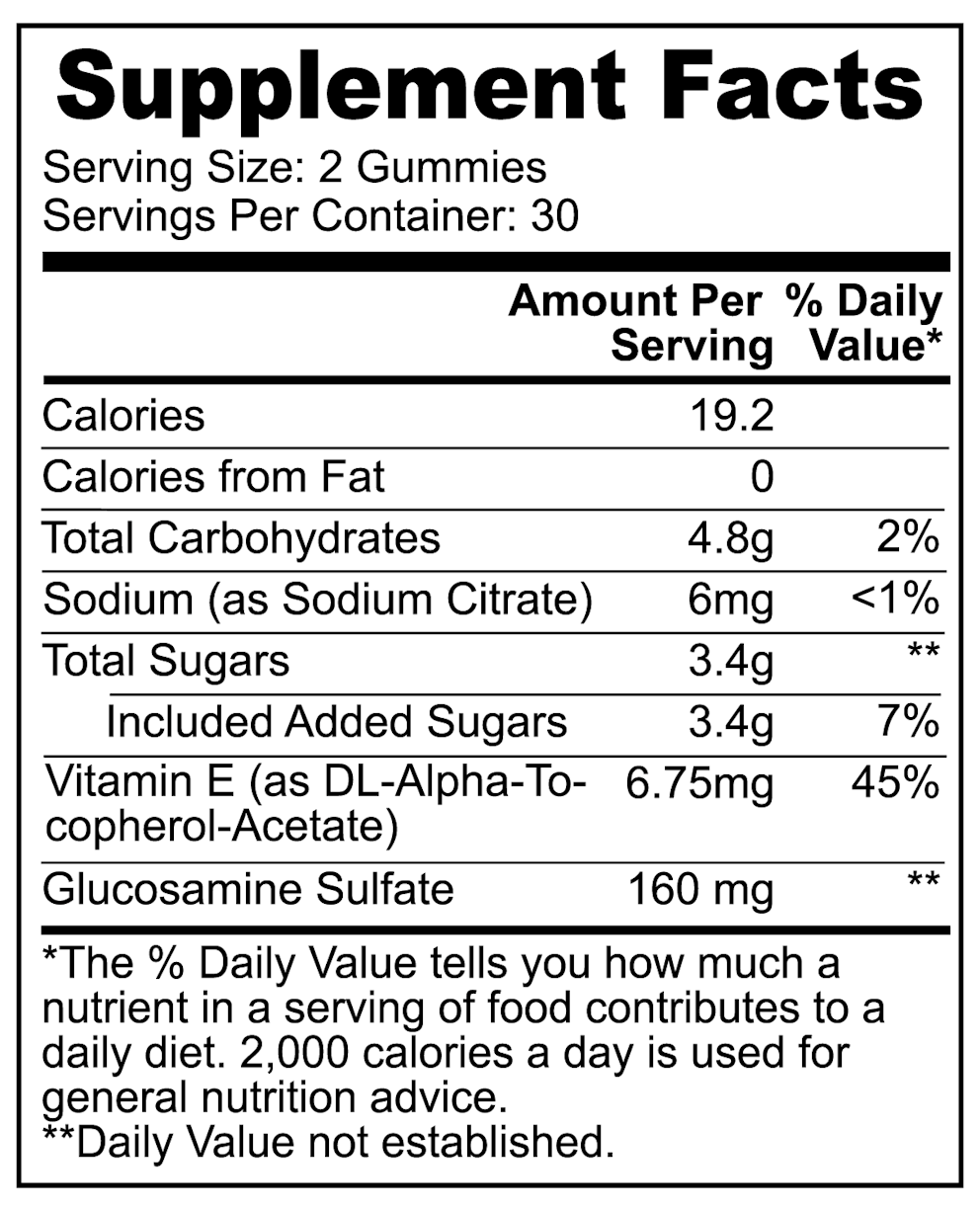Joint Support Gummies (Adult) nutritional facts