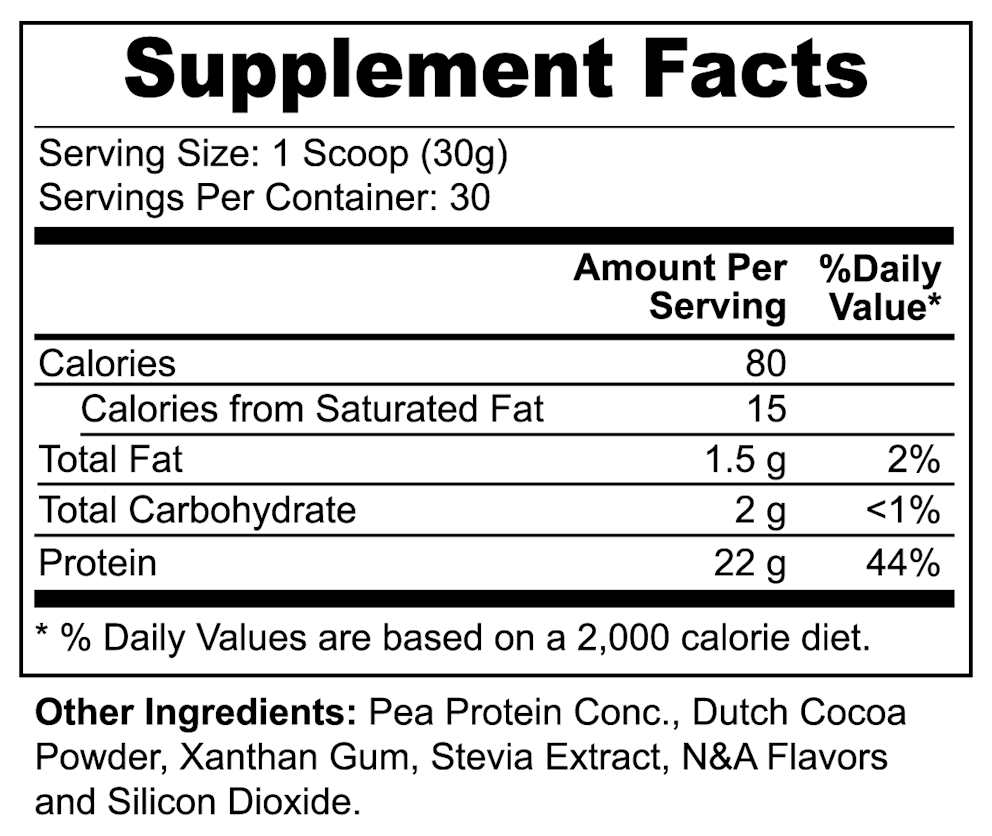 Vegan Pea Protein (Chocolate) nutritional facts