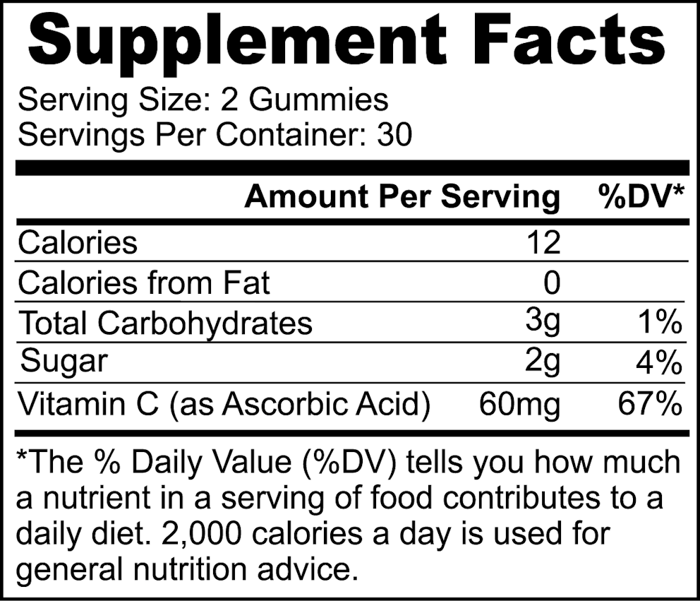Vitamin C Gummies nutritional facts