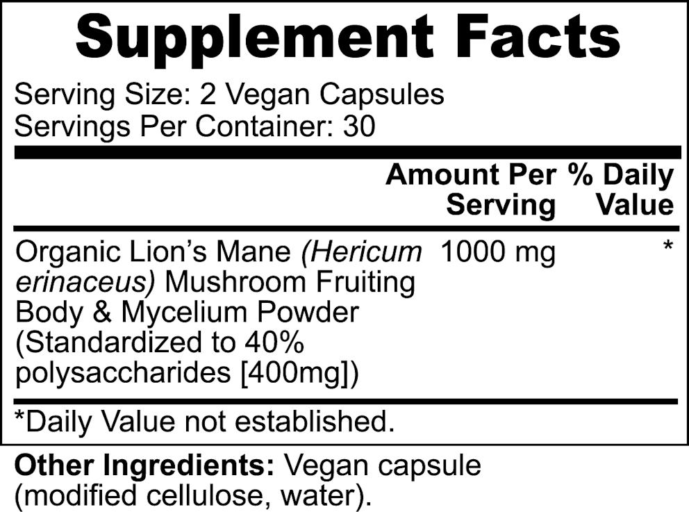 Lion's Mane Mushroom nutritional facts