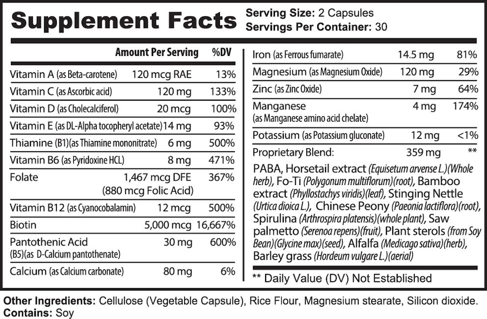 Hair, Skin and Nails Essentials nutritional facts